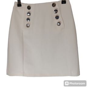 NWT H&M Women's (Size 2) Cream Military Style High Waisted Button Skirt